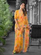 Printed Georgette Readymade Saree With Stitched Blouse